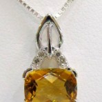 Gold Citrine and Diamond Pendant